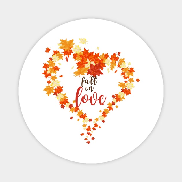 Fall in Love Autumn Design Magnet by Ken Adams Store